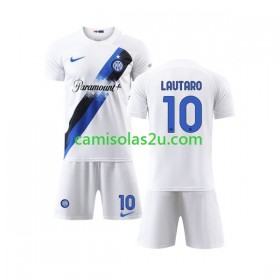Camisolas de futebol Inter de Milão Lautaro Martinez 10 Criança Equipamento Alternativa 2023/24 Manga Curta